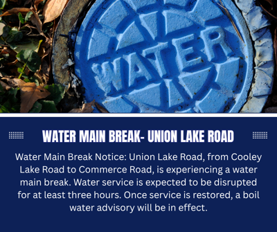 Water Main Break on Union Lake Road