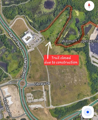 Overhead view of Closed trail